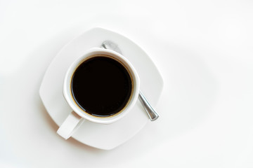 Black coffee in white cup