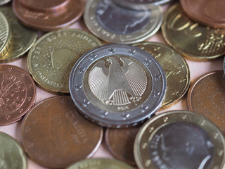 Euro coins, European Union as background