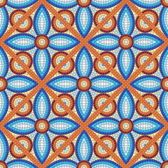 Fototapeta na wymiar Ancient mosaic ceramic tile pattern.