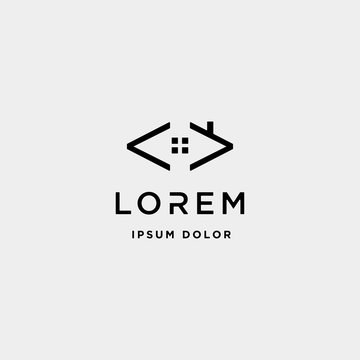 home code logo design vector office coder symbol