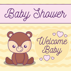 Fototapeta na wymiar baby shower card with cute bear animal