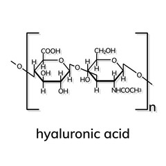 Hyaluronic acid chemical formula on white background