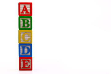 Stacks of colorful Alphabet wooden block for learning
