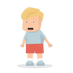 Vector illustration with little unhappy boy pumping fists