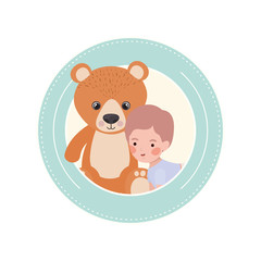 cute little kid playing with lovely animal