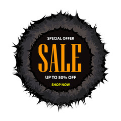 Abstract sale banner design dark background. Template for banner or poster.
