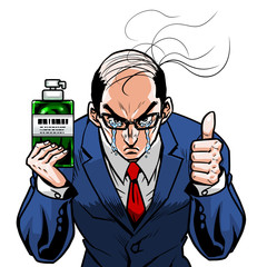 スーツ　バーコードハゲ　左グッジョブ右ボトル 薬用　シャンプー