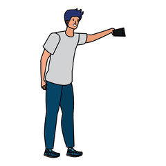 happy young man taking a selfie