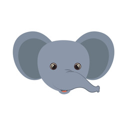 head of elephant for baby card with white background