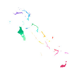 Fototapeta na wymiar Vector isolated illustration of simplified administrative map of the Bahamas. Borders of the regions. Multi colored silhouettes
