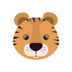 head of tiger for baby card with white background