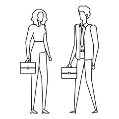 elegant young business couple avatars characters