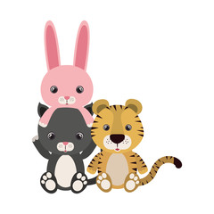 Fototapeta na wymiar cute animals for baby card on white background