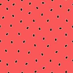 Seamless watermelon pattern with red flesh and black seeds. Summer bright Vector illustration