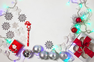 christmas background with balls and snowflakes