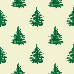 Obraz premium Forest trees silhouettes seamless pattern