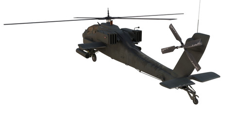 AH64 Apache attack Helicopter from back 3d render
