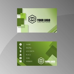 green color Elegant business card template front and back image graphic icon logo design abstract concept vector stock. Can be used as a symbol related to promotion or profile
