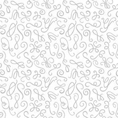 Obraz premium Seamless pattern. Gray hand drawn elements curls isolated on the white background. Texture for print, wallpaper, home decor, textile, package design