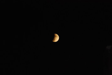 Orange Moon in Black Sky