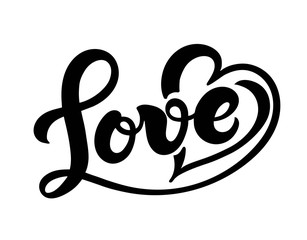 Love. Hand drawn lettering. Vector illustration. Perfect logo for Wedding or Valentine's day design