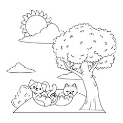 Cat and dog cartoon design vector illustrator