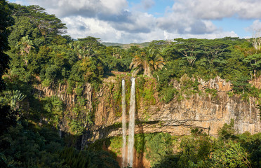 Waterfall at Chamerai on the Island of Mauritius.