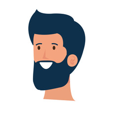 happy young man with beard head character