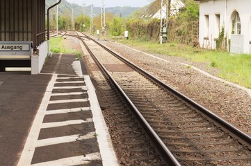 Fototapeta na wymiar 'Ausgang' in german language means 'Exit' - Old railway tracks in Germany (Europe)