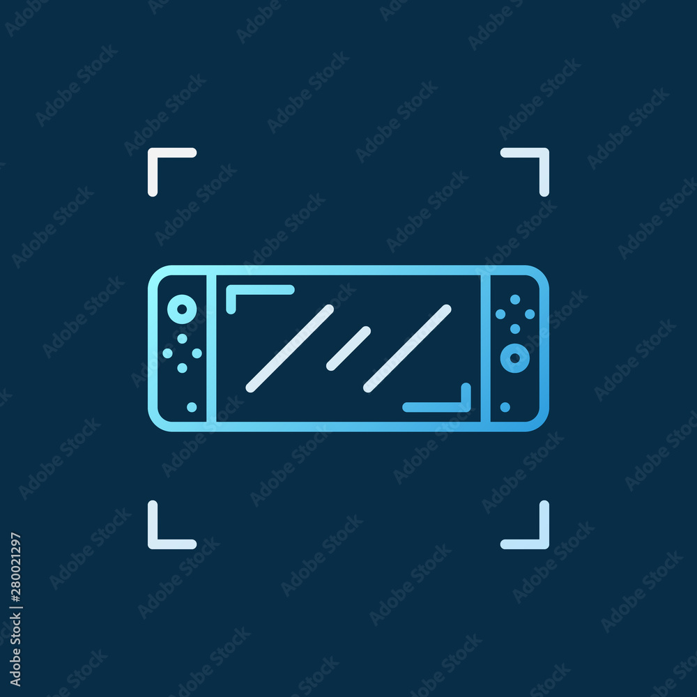 Poster vector handheld game console concept outline colorful icon or logo element on dark background