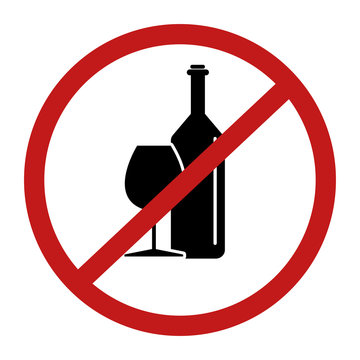 No alcohol sign vector.No drinking sign with a glass. Vector EPS 10.
