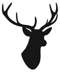 Deer head silhouette isolated on white background. Vector illustration.
