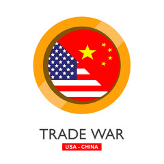 Trade war, USA versus China illustration. America-China tariff business global exchange international.