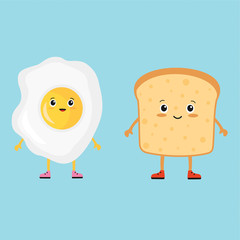 Egg and toast bread. Vector illustration.