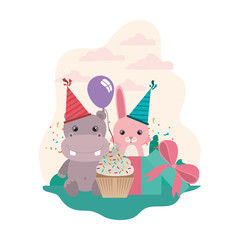 card of celebration with animals