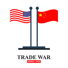 Trade war, USA versus China. America-China tariff business global exchange international.