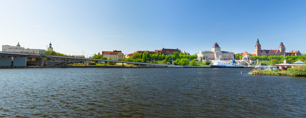 Szczecin, waterfront view of the historical part of the city - obrazy, fototapety, plakaty