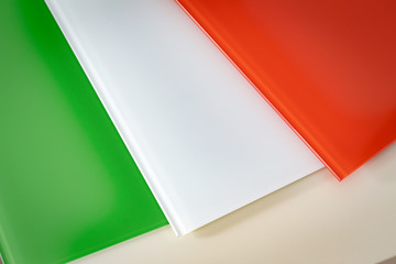 pieces of glass in the colors of the Irish flag