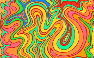 Psychedelic colorful  waves. Fantastic art with decorative texture. Surreal doodle pattern. Rainbow colors abstract pattern, maze wave of ornaments.