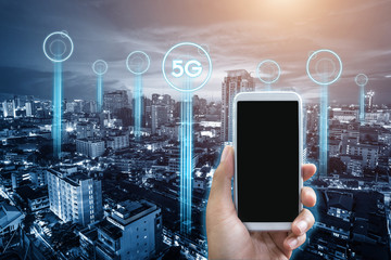 5g communication network connection for internet concept or technology concept. internet of things