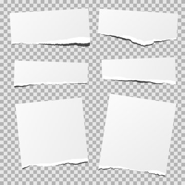 White torn paper set, isolated.