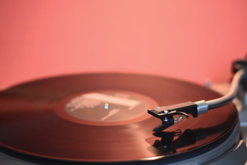 Fototapeta na wymiar vinyl record on a turntable