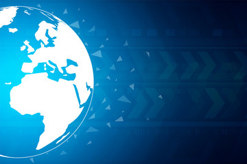Technology speed background, blue globe map