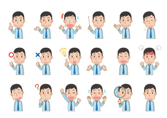 ワイシャツ　ネクタイ　会社員　男性サラリーマン　感情　表情　セット