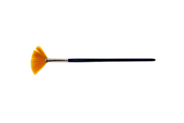 Natural fan brush on isolated white background. Professional brushes for makeup or for painting