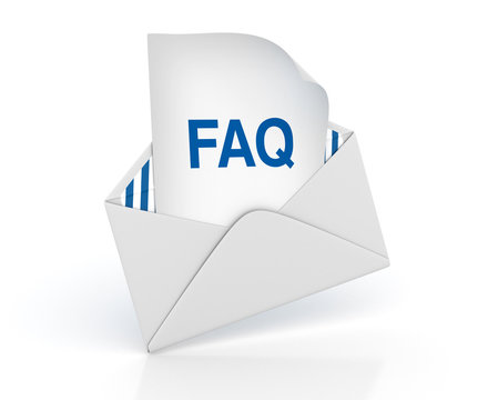 3D Envelope with FAQ Word - High Quality 3D Rendering