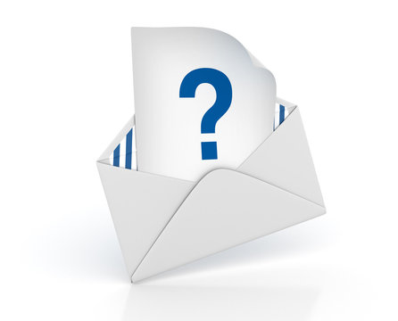 3D Envelope with Question Mark - High Quality 3D Rendering