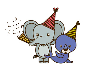 card of celebration with animals on white background