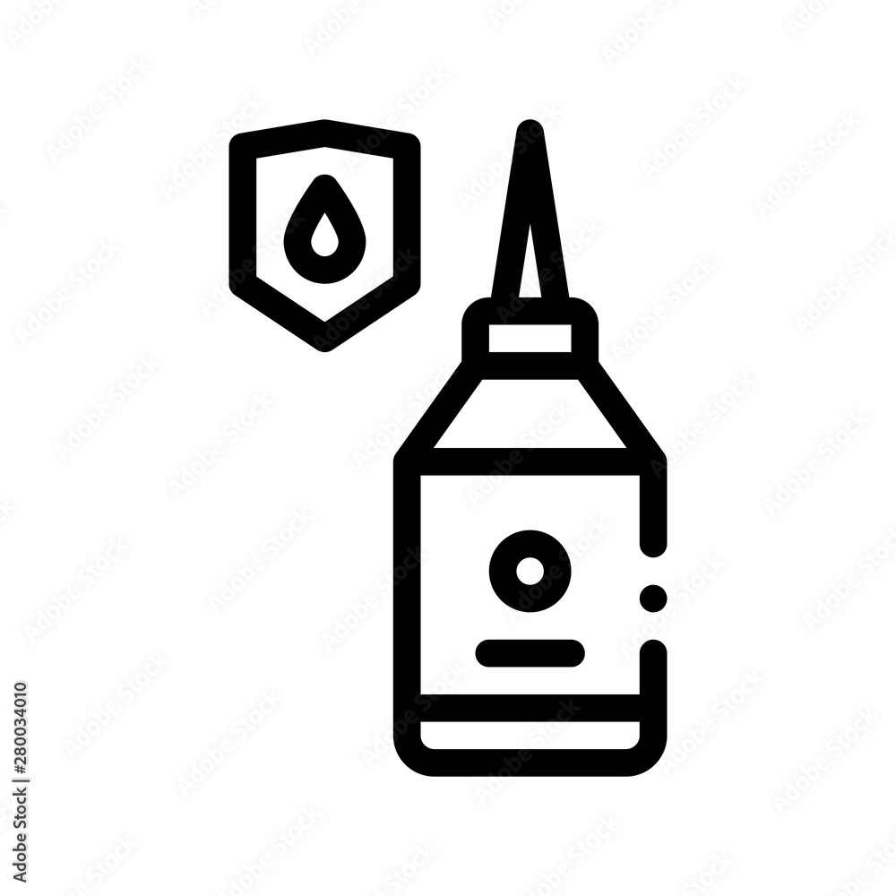 Canvas Prints Waterproof Material Glue Vector Thin Line Icon. Waterproof Material Mastic Bottle Container, Industrial Use Linear Pictogram. Clothes, Moisture Absorbing Substance Contour Illustration