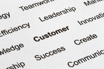 Obraz premium Customer Service Buzzwords on Printed Paper